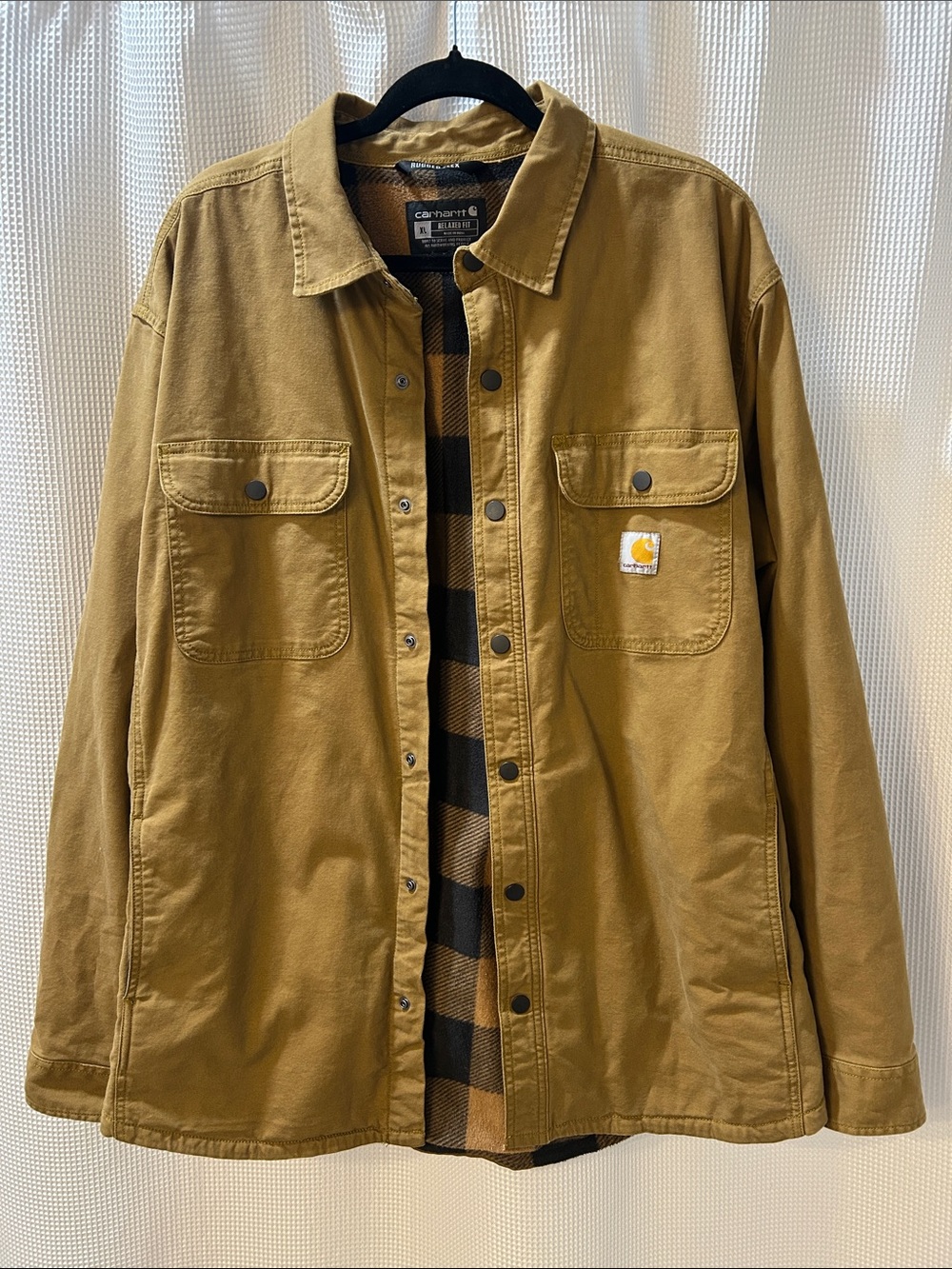 Carhartt Rugged Flex Relaxed Fit Canvas Fleece Lined Work Shirt Jacket Men XL